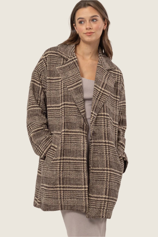 Woven Plaid Coat