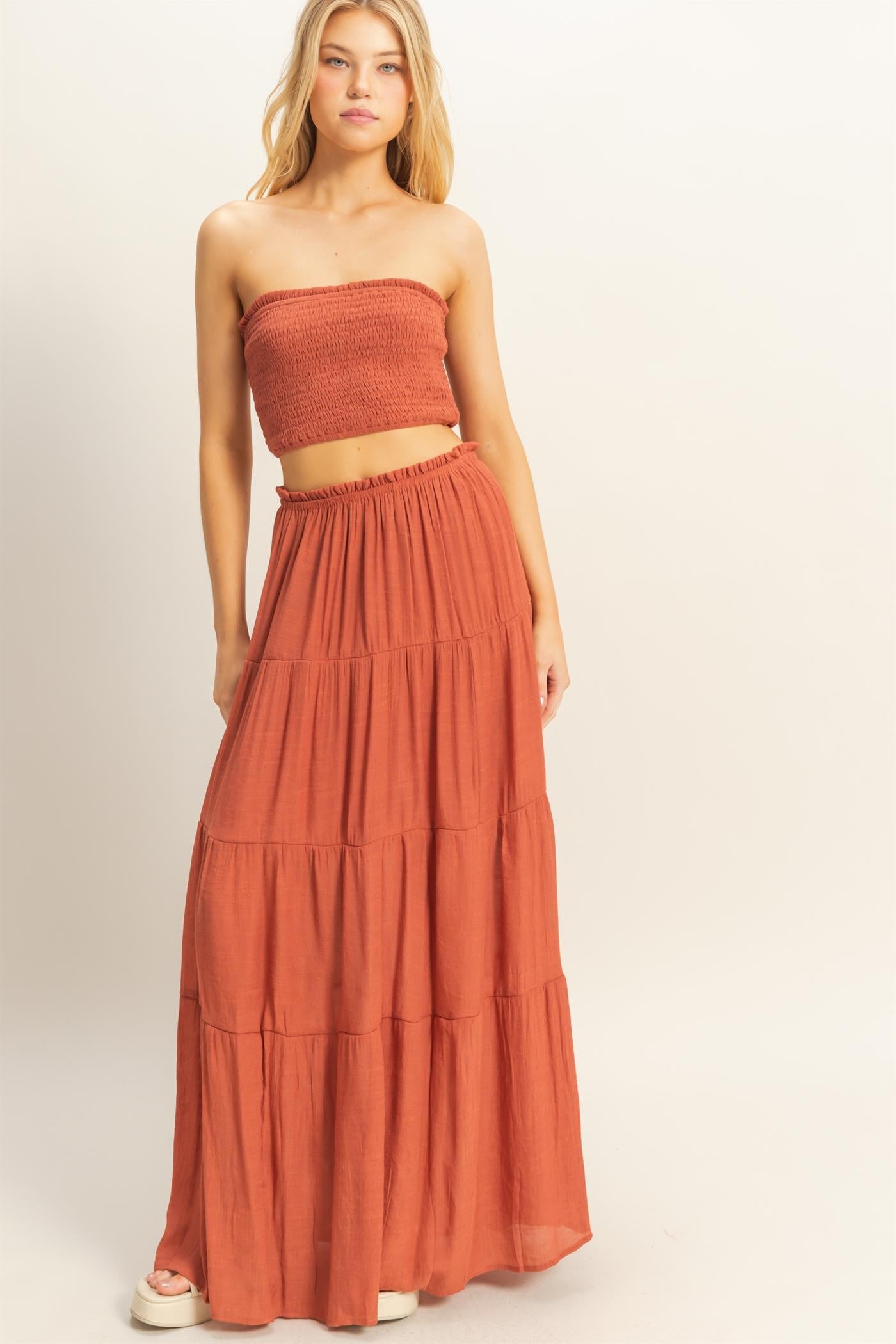 Smocked Top and Maxi Skirt Set
