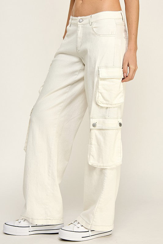 Low Rise Wide Cargo Pants