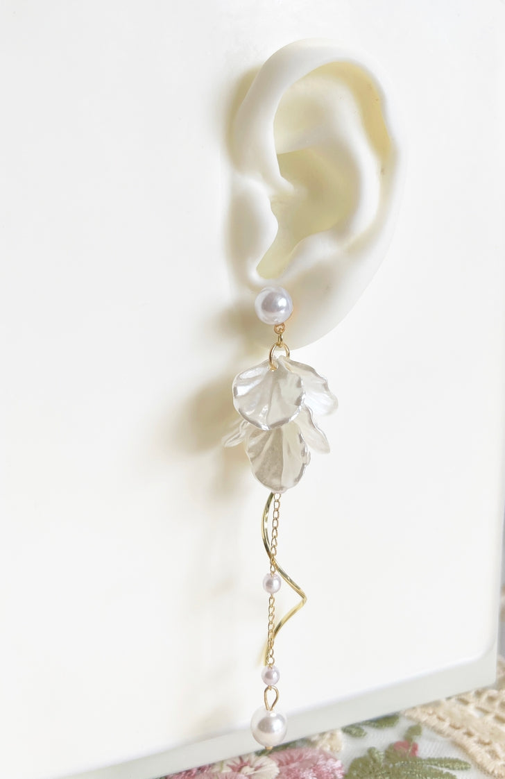 Flower Dangle Pearl Earrings