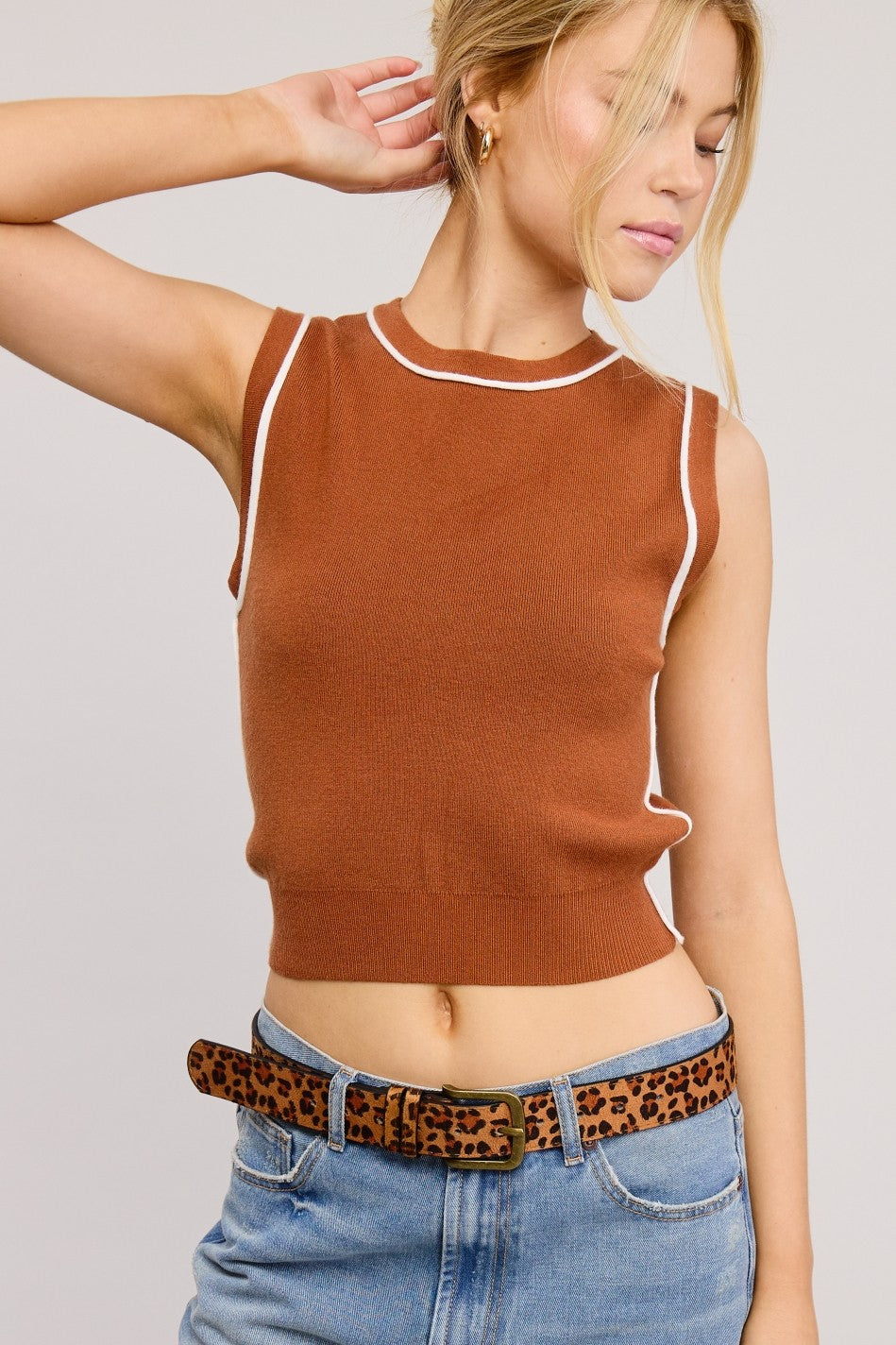 Contrast Seam Knit Top