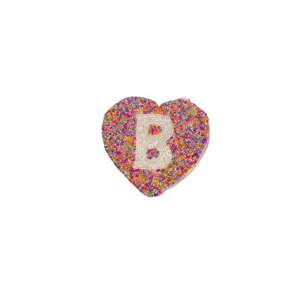 Heart Initial Beaded Coin Bag