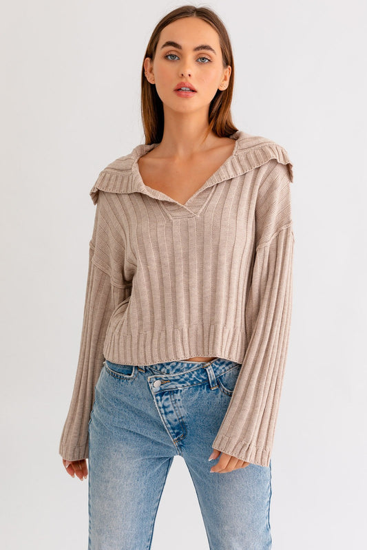 Collared Taupe Sweater
