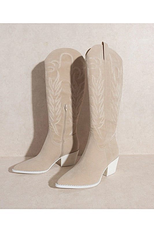 Samara Embroidery Western Knee High Boots