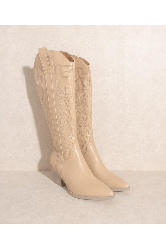 Samara Embroidery Western Knee High Boots