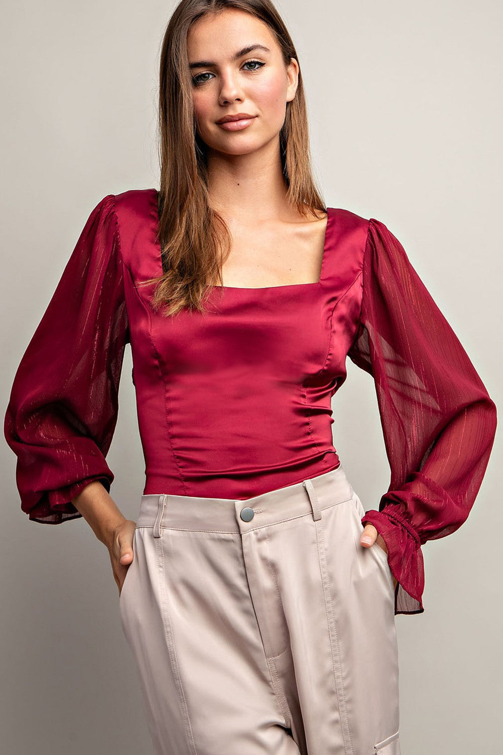 Satin Sheen Blouse Top