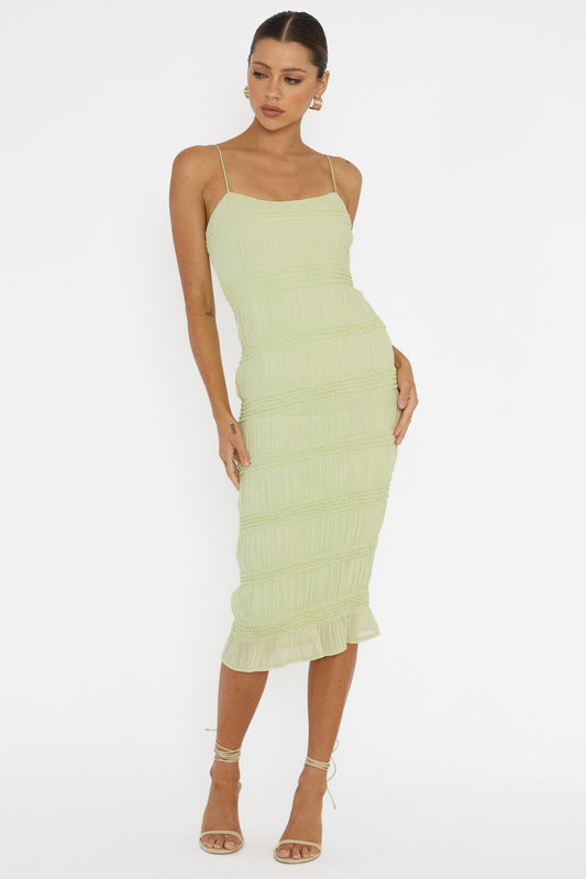 Lime Midi Textured Dress