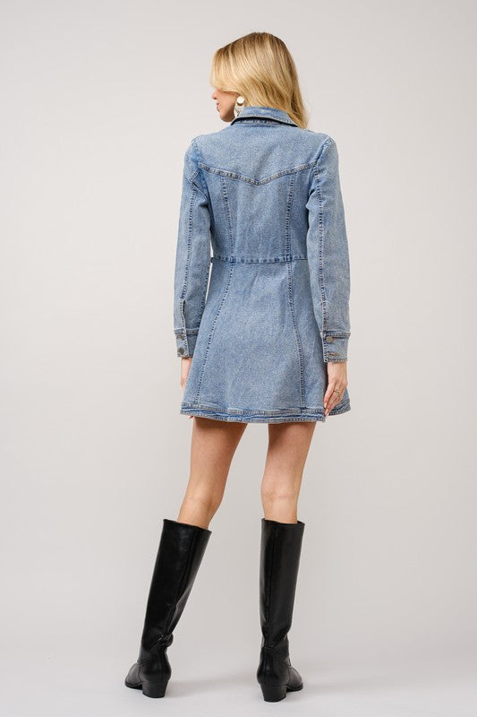 Belted Western Denim Dress