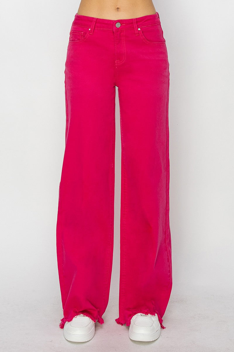 Fuchsia Wide Leg Denim