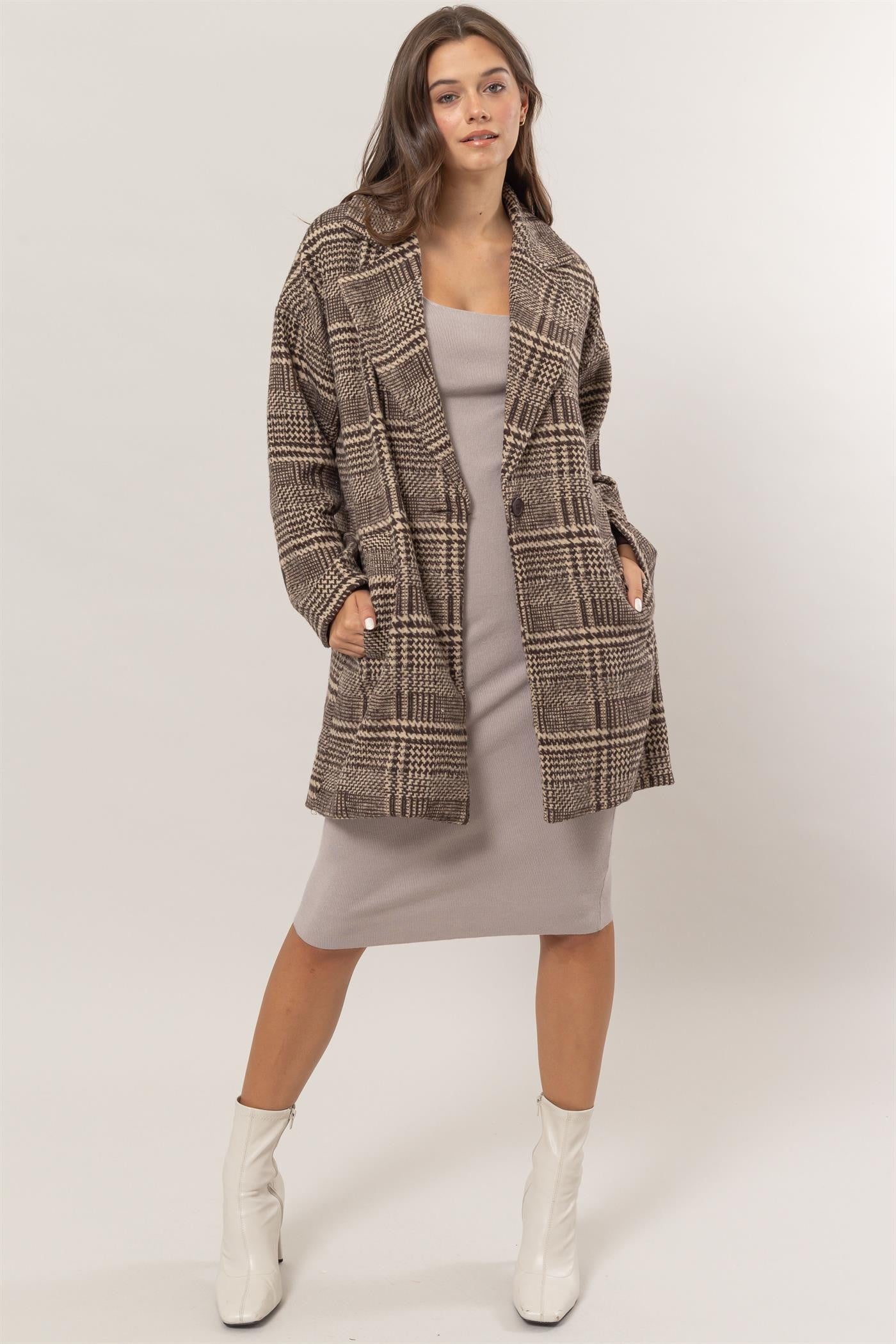 Woven Plaid Coat