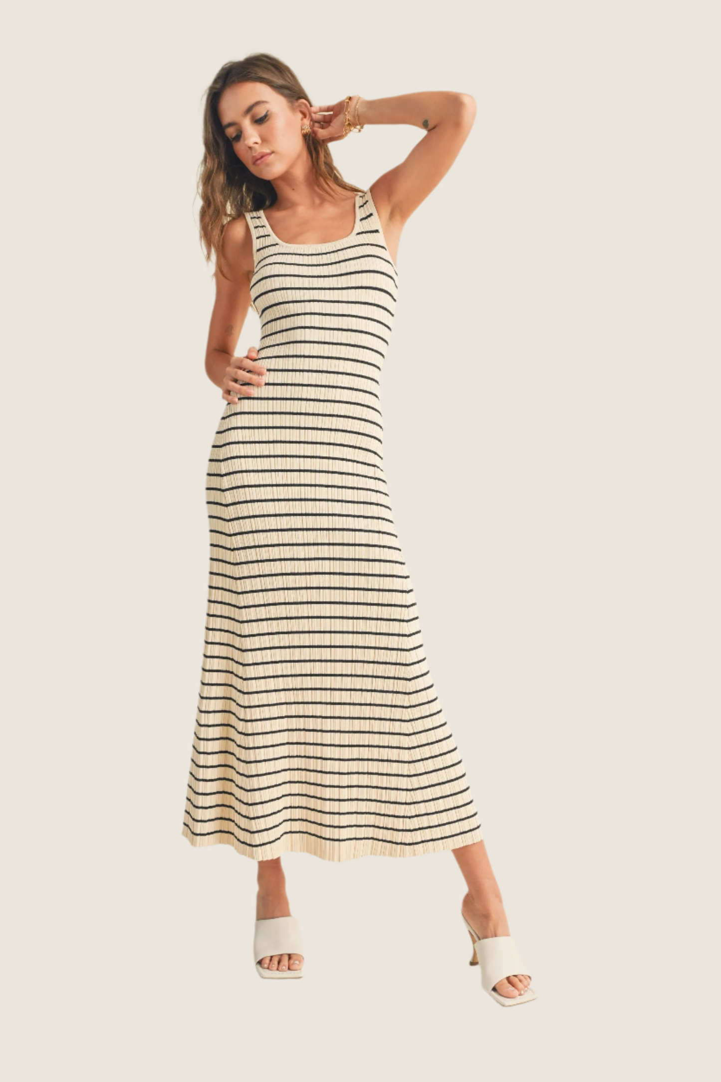 Stripe Knitted Long Dress