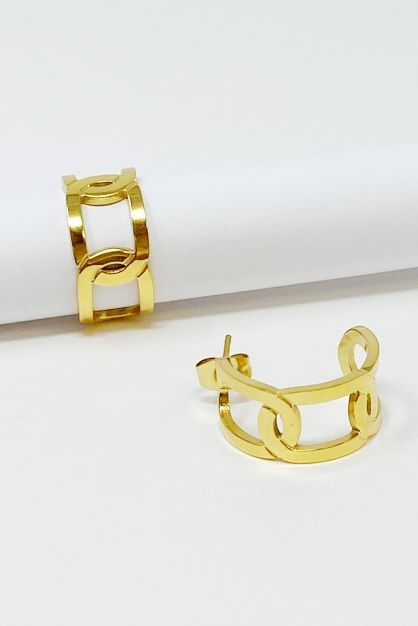 Linked Small Hoop Earrings,ACCESSORIES,GOLD JEWELRY- DEFIANT