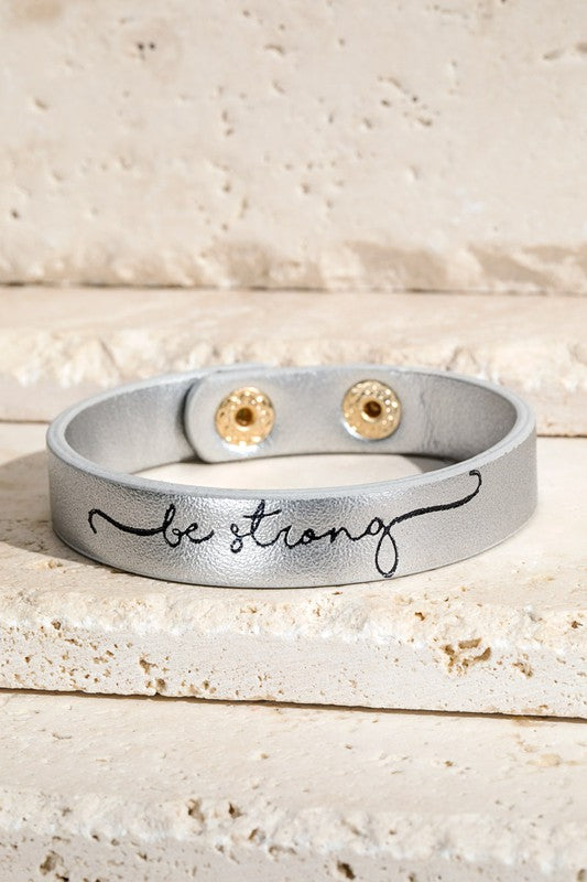 Be Strong Faux Leather Bracelet,ACCESSORIES,BRACELET, JEWELRY, LEATHER- DEFIANT