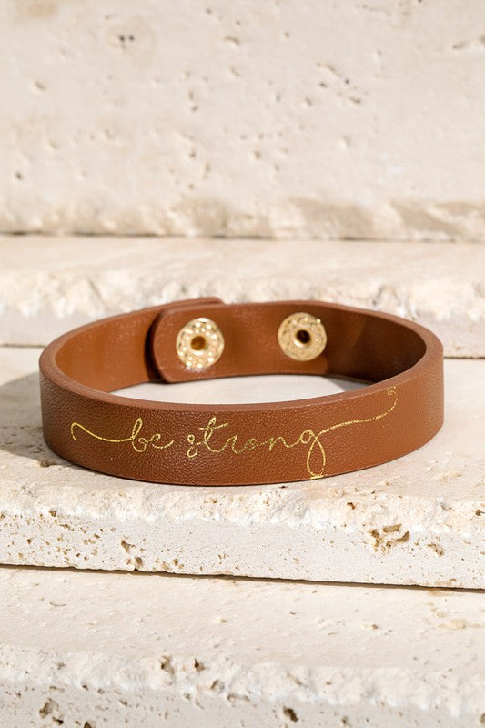 Be Strong Faux Leather Bracelet,ACCESSORIES,BRACELET, JEWELRY, LEATHER- DEFIANT
