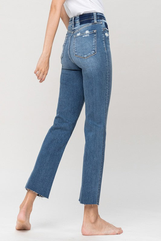 Straight Leg Stretch Denim,Bottoms,DENIM, HIGH WAISTED, STRAIGHT LEG- DEFIANT