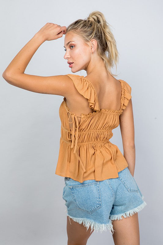 Emory Ruffle Top,Tops,FLUTTER SLEEVE, RUFFLE, SLEEVLESS- DEFIANT