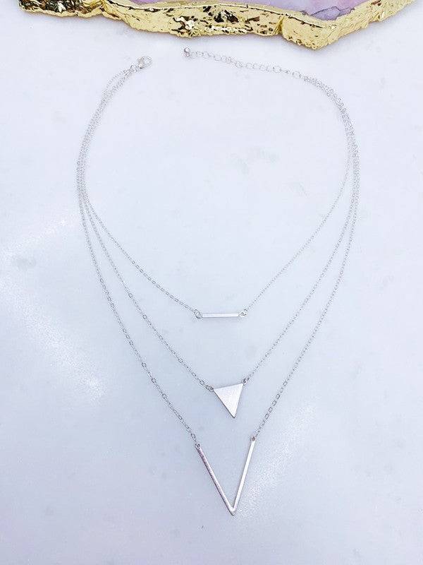 LAYERED TRIANGLE NECKLACE,ACCESSORIES,GOLD JEWELRY, JEWELRY, NECKLACE- DEFIANT