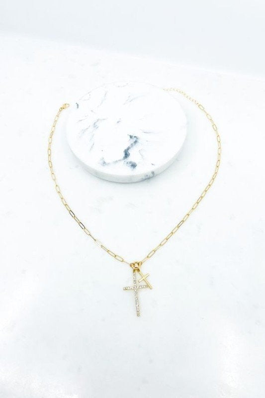Cross Pendant Necklace,,GOLD JEWELRY, JEWELRY, NECKLACE- DEFIANT