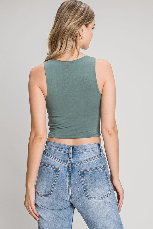 Lennon High Neck Soft Tank,Tops,CASUAL, CROPPED, FITTED, SLEEVELESS, SOLID, TANK, TANKS- DEFIANT