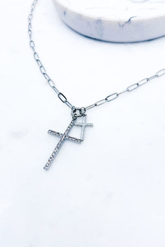 Cross Pendant Necklace,,GOLD JEWELRY, JEWELRY, NECKLACE- DEFIANT