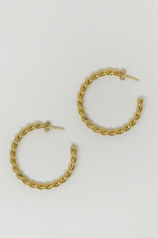 18K Gold Twist Hoop Earrings,Accessories,EARRINGS, GOLD JEWELRY, HOOP EARRINGS- DEFIANT