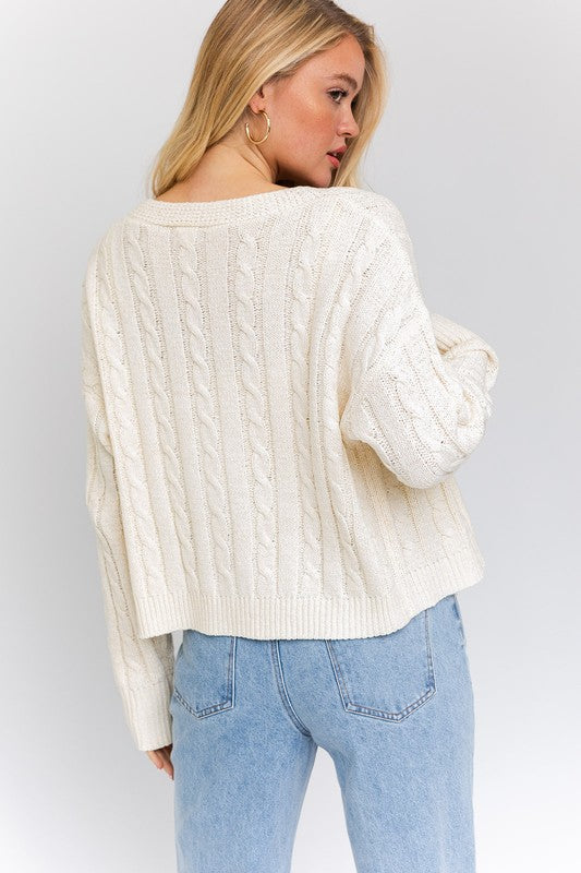 Cream Cardigan & Cami Set,Tops,CABLE KNIT, CARDIGAN, SWEATER, SWEATERS- DEFIANT
