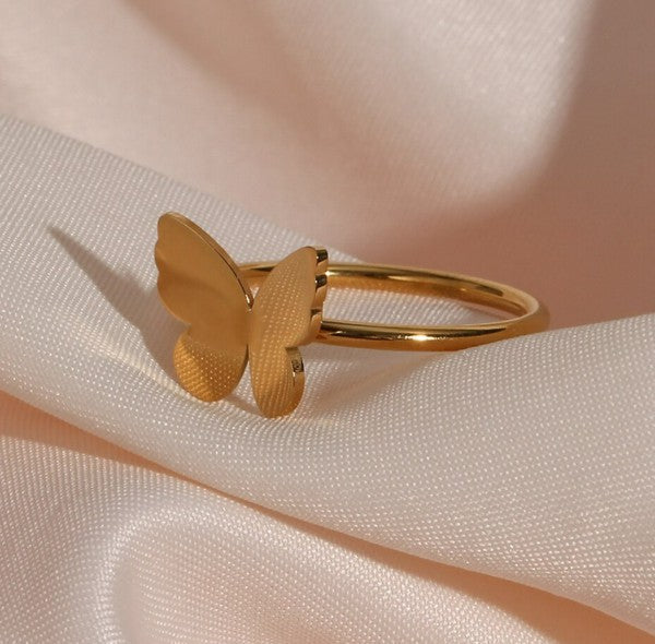 18K Gold Plated Butterfly Ring,ACCESSORIES,GOLD JEWELRY, RINGS- DEFIANT