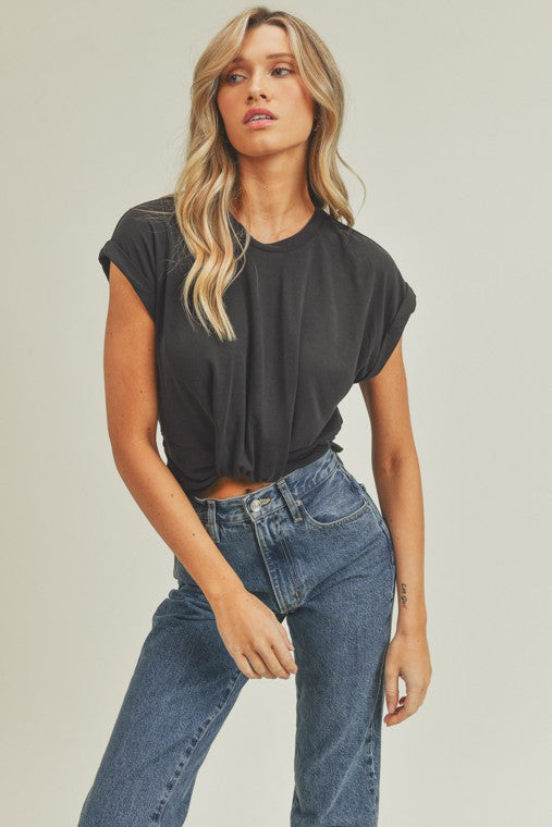 Tucked Front Muscle Tee,Tops,BASIC, BASICS, CROPPED, SHORT SLEEVE- DEFIANT