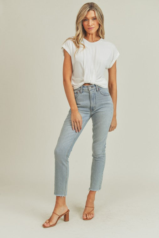 Tucked Front Muscle Tee,Tops,BASIC, BASICS, CROPPED, SHORT SLEEVE- DEFIANT