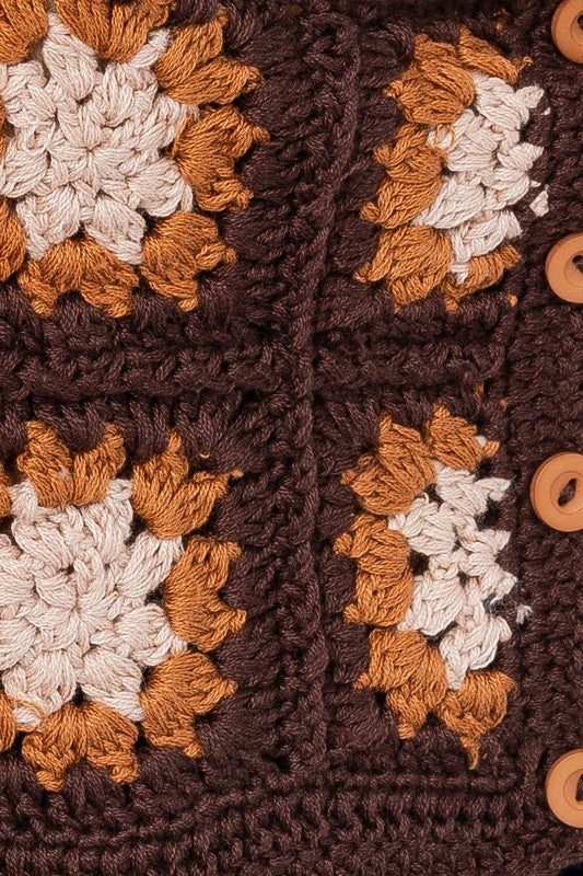 Brown Crochet Crop Top,Tops,CROCHET, CROP TOPS, CROPPED- DEFIANT