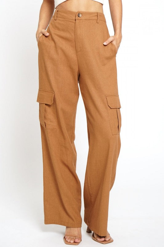 Cargo Linen Wide Leg Pants,Bottoms,Cargo, LINEN, Trousers, WIDE LEG- DEFIANT