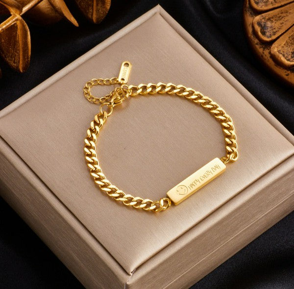 18K Gold Plated Happy Bracelet,ACCESSORIES,BRACELET, GOLD JEWELRY- DEFIANT