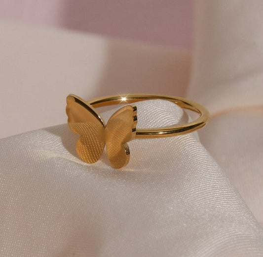 18K Gold Plated Butterfly Ring,ACCESSORIES,GOLD JEWELRY, RINGS- DEFIANT