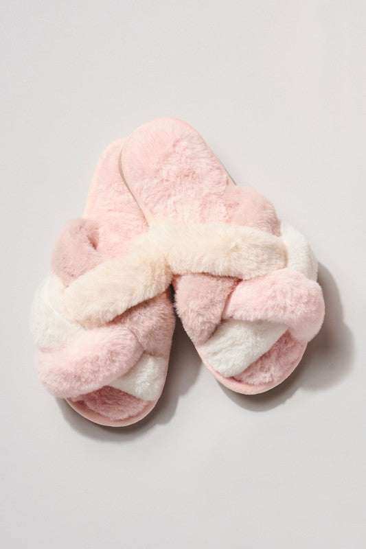 Pink Multi Soft Slippers,Shoes,FUZZY, SHOES, SLIPPERS- DEFIANT