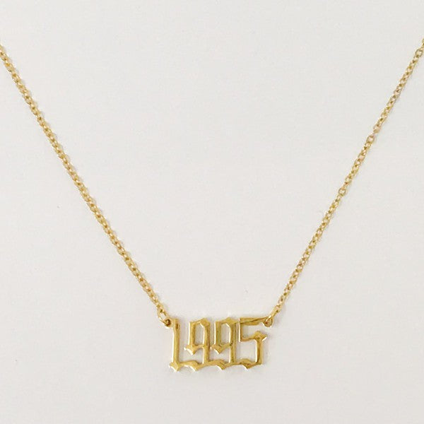 Gold Plated Birth Year Necklace,Accessories,GOLD JEWELRY, NECKLACE- DEFIANT