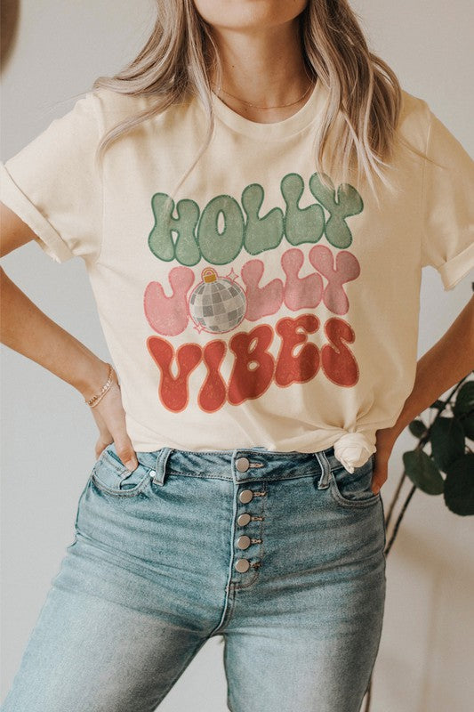 Holly Jolly Vibes Tee,Tops,Graphic T-shirts, GRAPHIC TEE, GRAPHIC TEES- DEFIANT