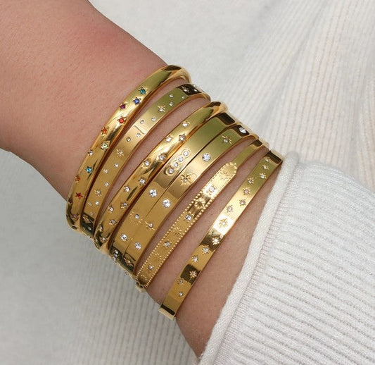 18K Gold Plated Bangle,ACCESSORIES,BRACELET, GOLD JEWELRY- DEFIANT
