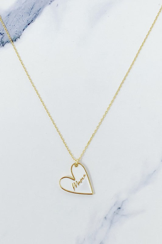 Mama Heart Necklace,Necklaces,GOLD JEWELRY, HEART, NECKLACE- DEFIANT