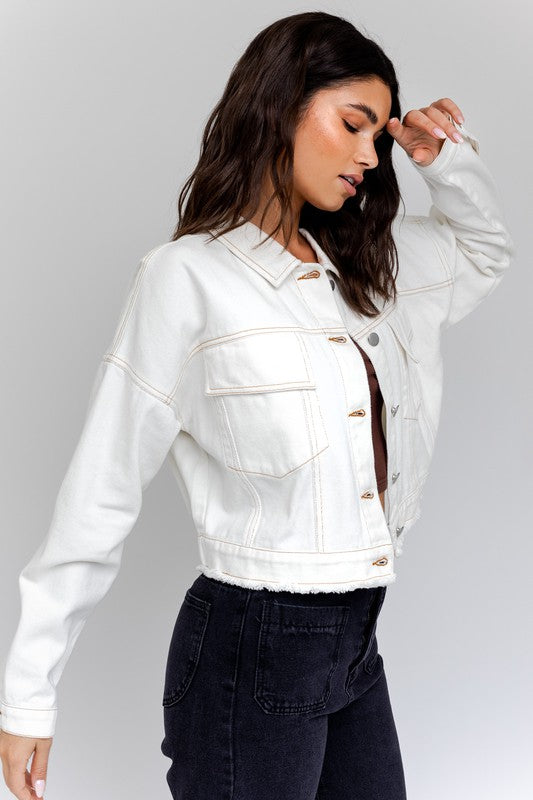 White colour denim clearance jacket