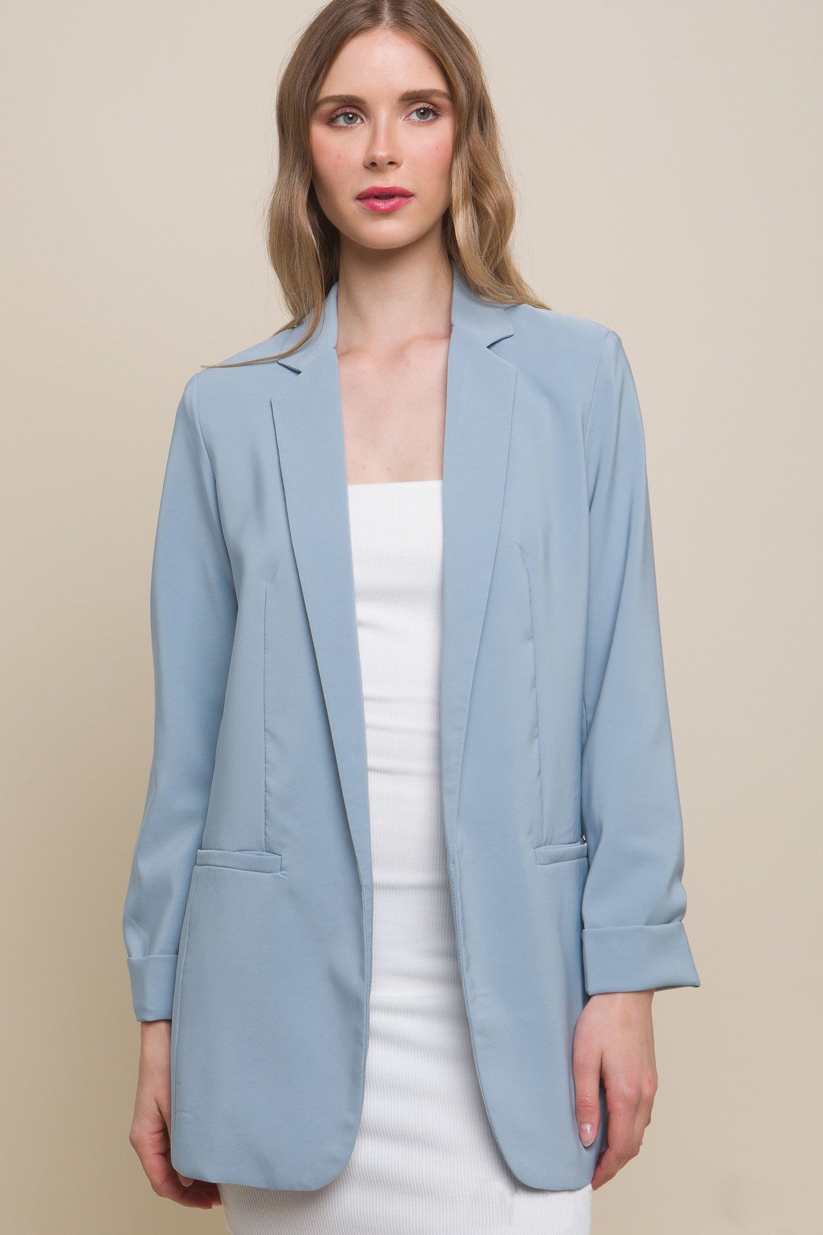 Vertigo Dusty Blue Blazer,Coats & Jackets,BLAZER, Jackets & Blazers- DEFIANT