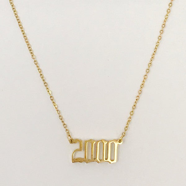 Gold Plated Birth Year Necklace,Accessories,GOLD JEWELRY, NECKLACE- DEFIANT
